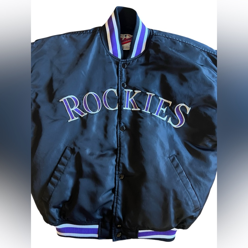 VTG 90s MLB Colorado Rockies Starter Diamond Collection Satin Jacket Korea Mint - Picture 3 of 14